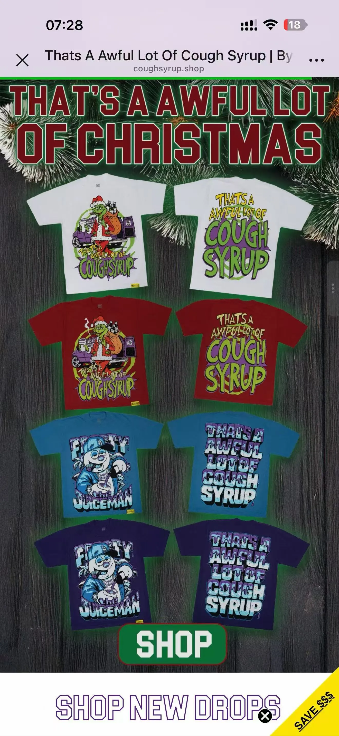 # / ｜ THAT'S A AWFUL LOT OF COUGH SYRUP In Stock T （fabric):32 Sizes（size）：S-M L X L （colour）： / 👉